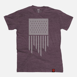 Flag T-Shirt - Heather Maroon / Grey