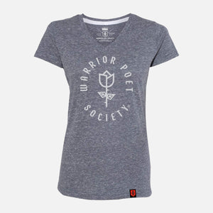 Women's Rose V-Neck - Navy/White